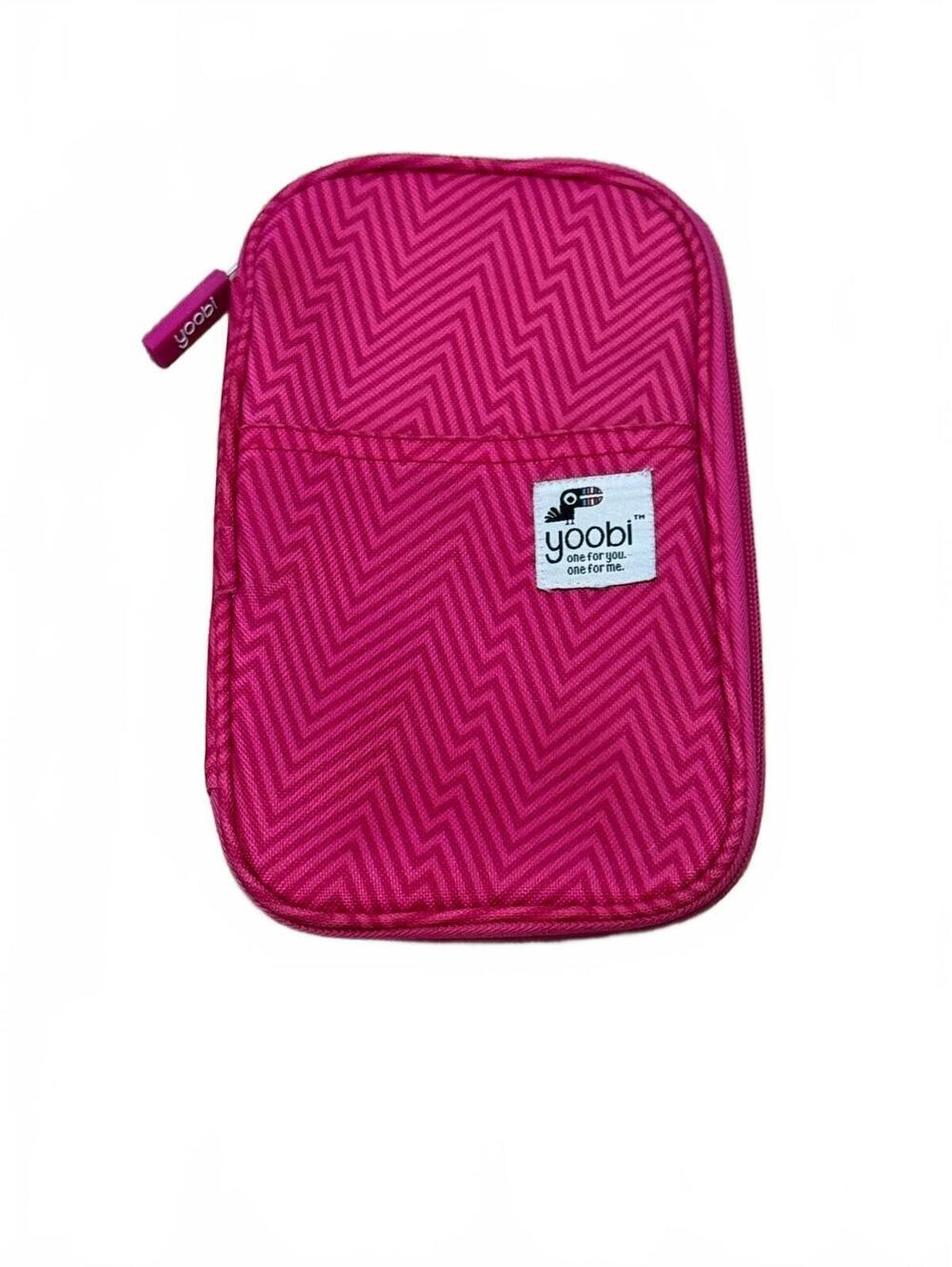 Yoobi Pink Chevron Pencil Case Organizer with Multiple Compartments
